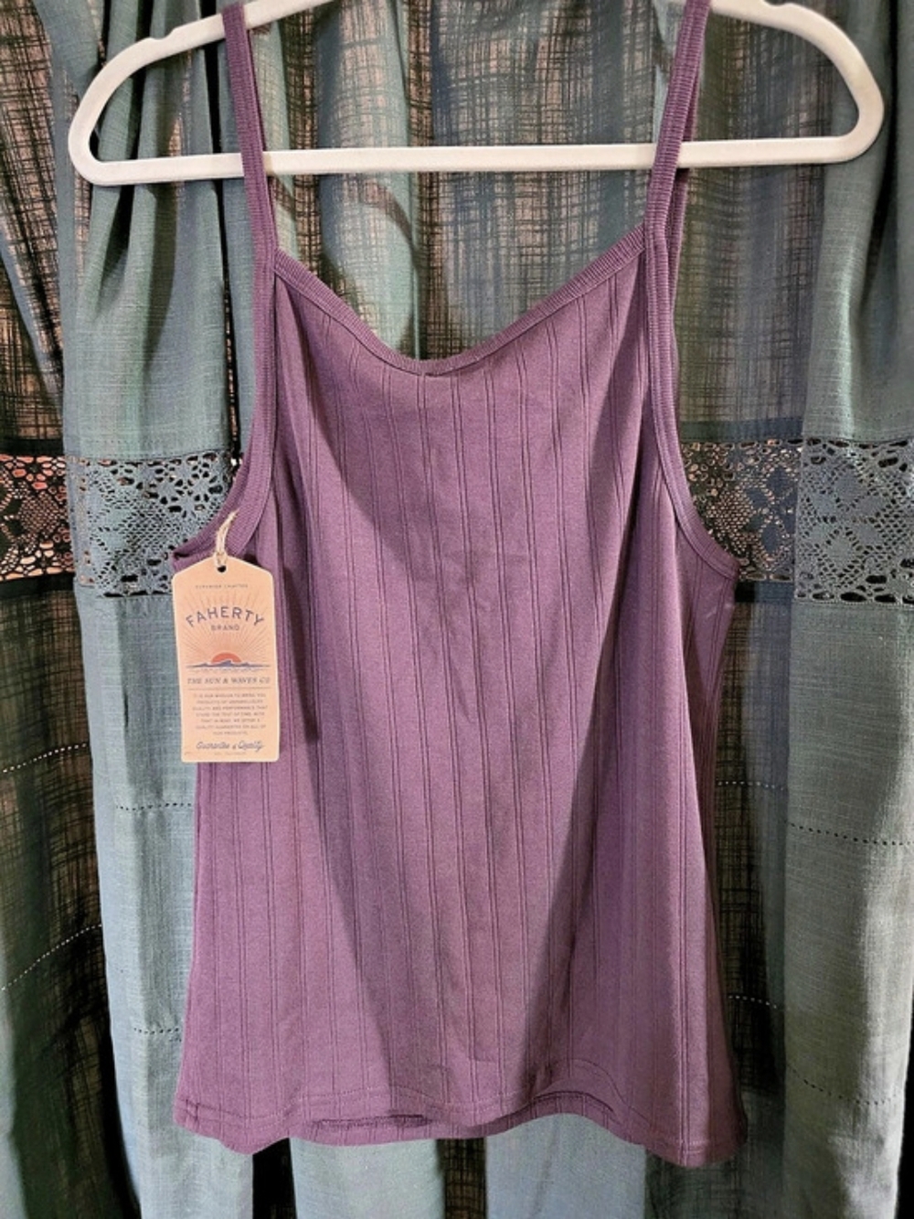 Faherty Sunday Rib Tank Ribbed Tank in Purple Large NWT